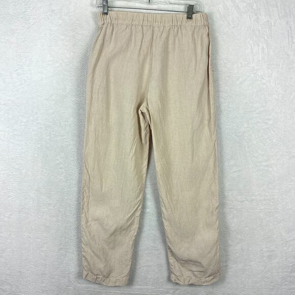 Mate The Label Willow Pull On Pants Women S Beige Crop Linen Preppy Resort USA - Picture 2 of 7